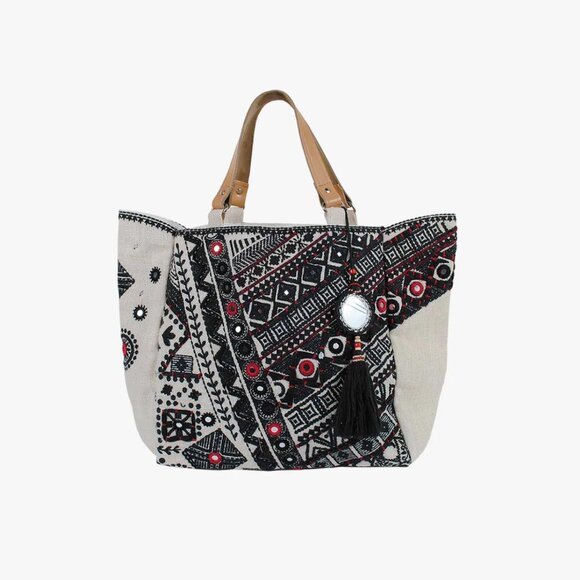 Star Mela Embroidered Jute Tote Bag - Picture 1 of 9